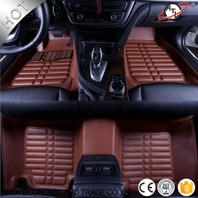Car Accessories interior Leather floor mat , 3 D Car floor mats Custom fit Front/Rear Full Set Embroidery car-styling