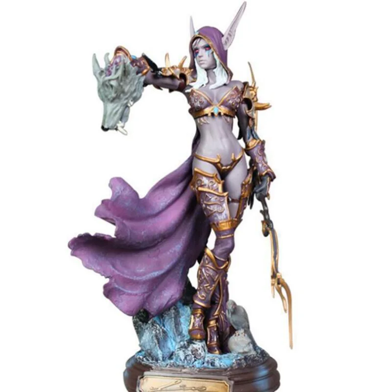 Игры WOW игрушки 23 см Sylvanas Windrunner стрельба из лука королева ПВХ Аниме Фигурка модель с базой для детей-поклонников подарок на день рождения