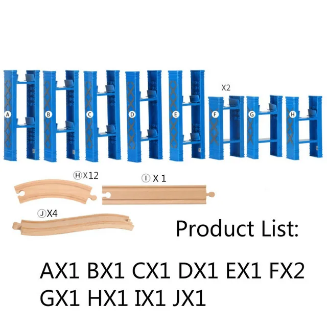 9-26 шт пластиковые спиральные железнодорожные дорожки Деревянные железные дороги Аксессуары трек мост ПИРСЫ с подходящей деревянной Toma Biro игрушка для трека для детей - Цвет: 26PCS