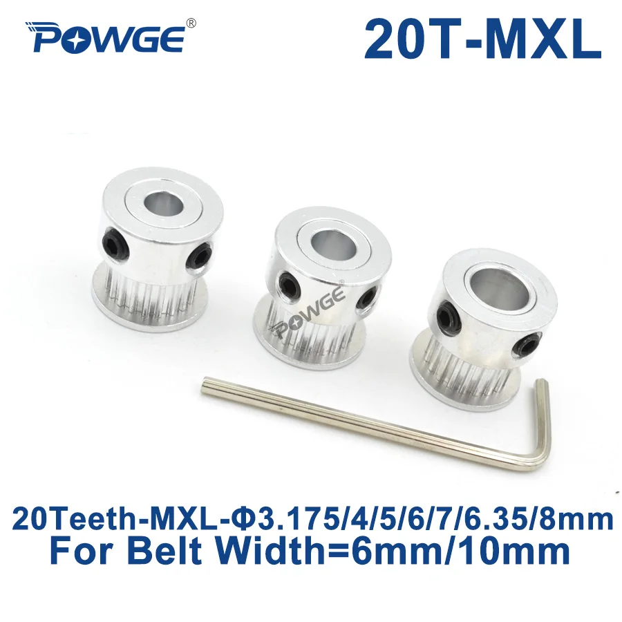 POWGE дюймов 20 Зубы MXL Зубчатый шкив Диаметр 3,175/4/5/6/6,35/7 Plus/8 мм ширина 6 мм 10 мм по методу синхронного ремня Шестерни колеса 20 Зубы 20т