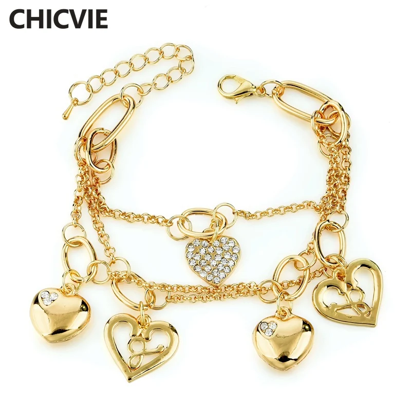 CHICVIE Новое поступление Золотая Серебряная цепочка Многослойные браслеты с