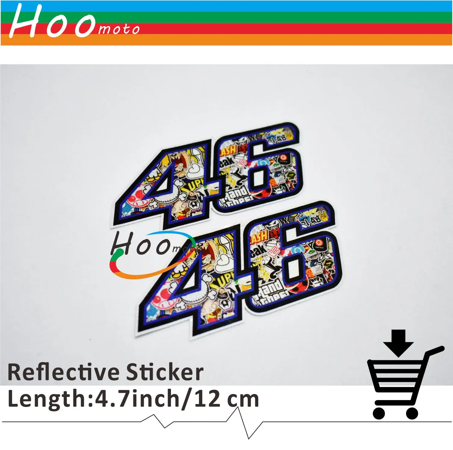 10CM 5CM 2 Pcs Motorcycle Car Sticker Reflective Decals Valentino Rossi MOTO GP VR 46 for