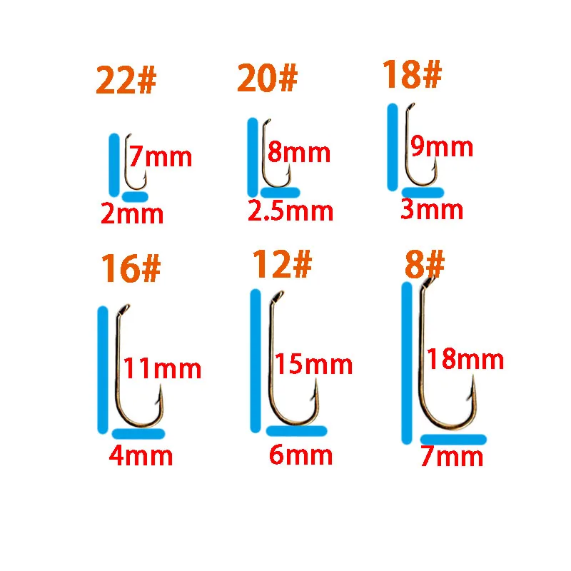 PERSUADER 100 шт./кор. мухобойка сухая Муха Крючки светильник Нимфы крючки вниз глаз 12#14#16#18#20#22# колючие Маленькие крючки для ловли нахлыстом