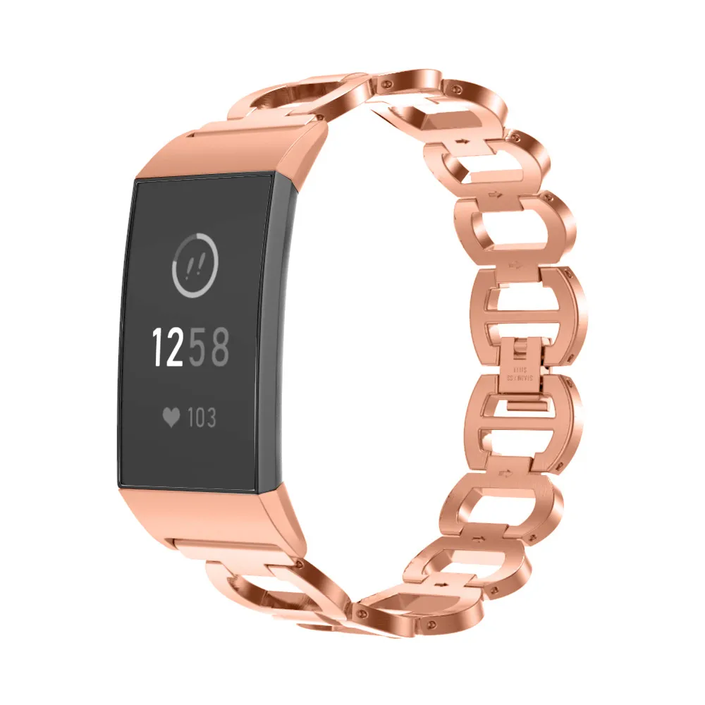 Замена Нержавеющая цепь браслет Смарт часы ремешок для Fitbit Charge 3 Watachband Спортивные товары Аксессуары 3