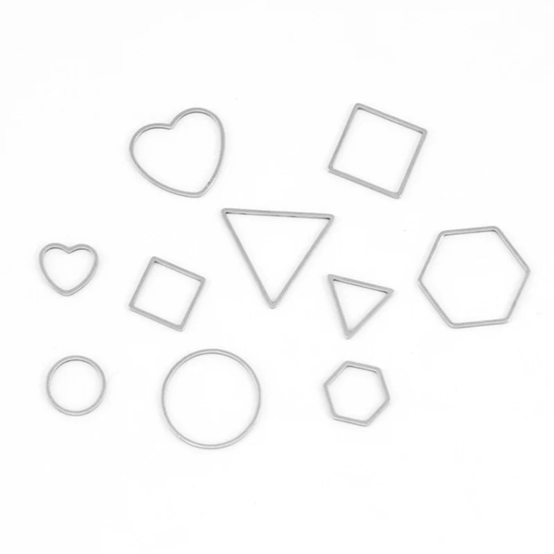 

Stainless Steel Thin Line Geometric Shape Charm Heart Square Triangle Round Hexagon Pendant DIY Jewelry Findings Wholesale 20pcs