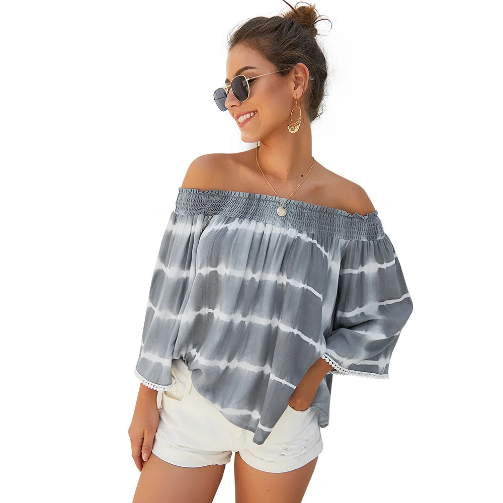 

Fashion Blouse Women 2019 Summer Three Quarter Sleeve Off Shoulder Loose Casual Blouse Shirt Femininas Blusas Mujer De Moda