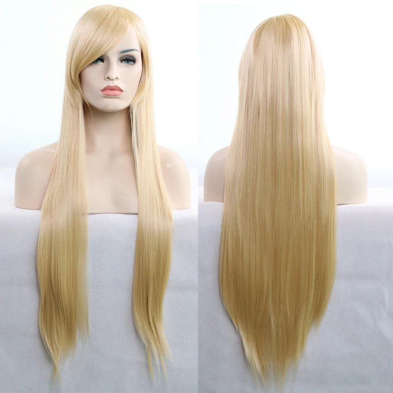 80cm long straight hair props headwear Harajuku style cartoon diy
