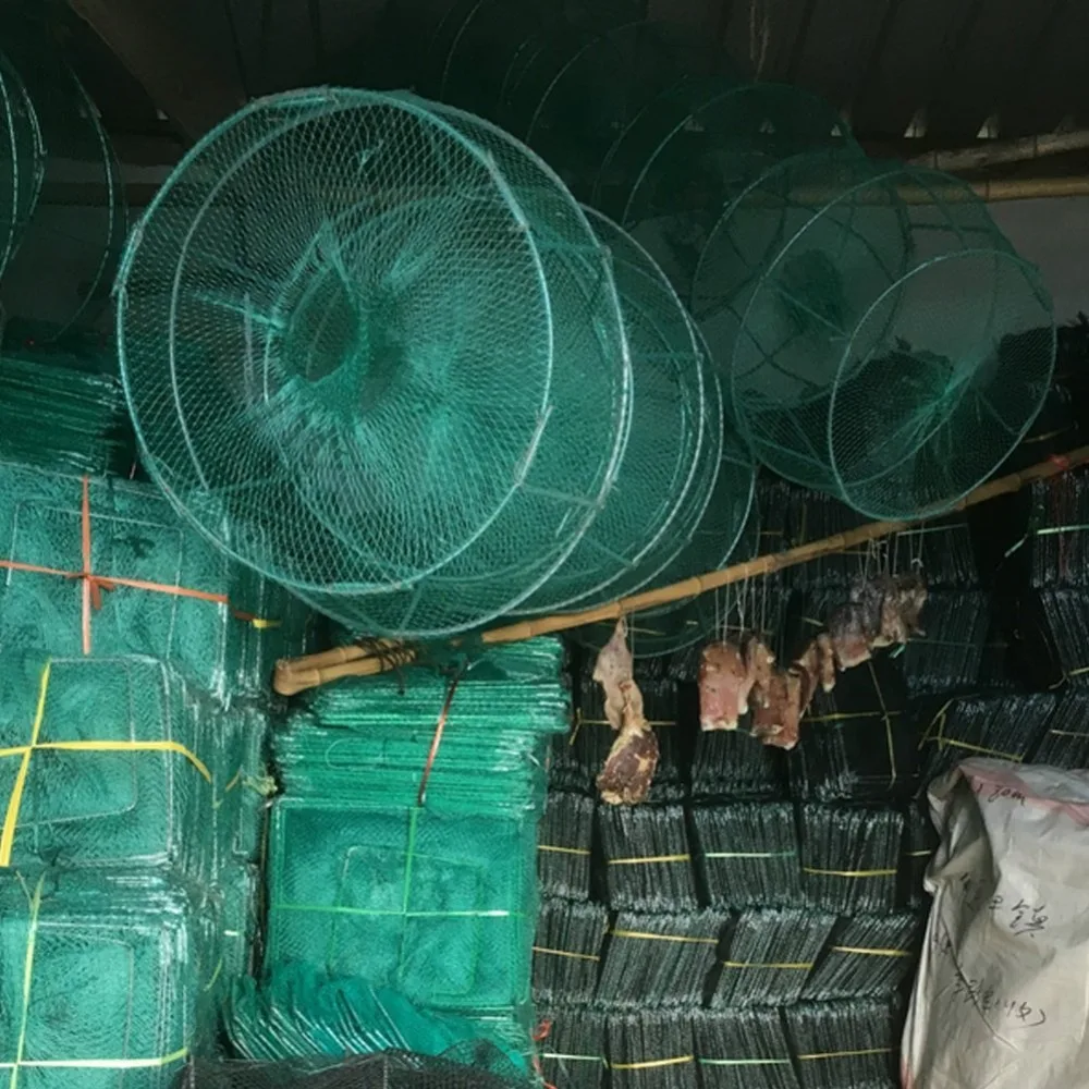 

1pc 10m Foldable Nylon Crab Shrimp Minnow Fishing Cage Trap Dip Net Portable Fishing Mesh 32x24cm fishing Tackle Accessories