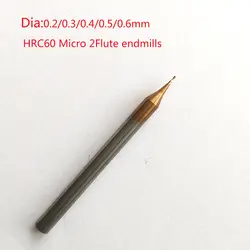 3 шт./лот D0.5xD4x50L 0,5 мм 2 Флейта HRC60 Micro Carbide плоским концом фрезерные фреза