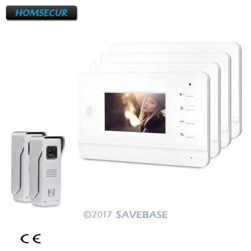 

HOMSECUR 4.3inch Video Door Phone System +2 CMOS Cameras With 700TVLine Resolution+4 Monitors With Dual-Way Communication