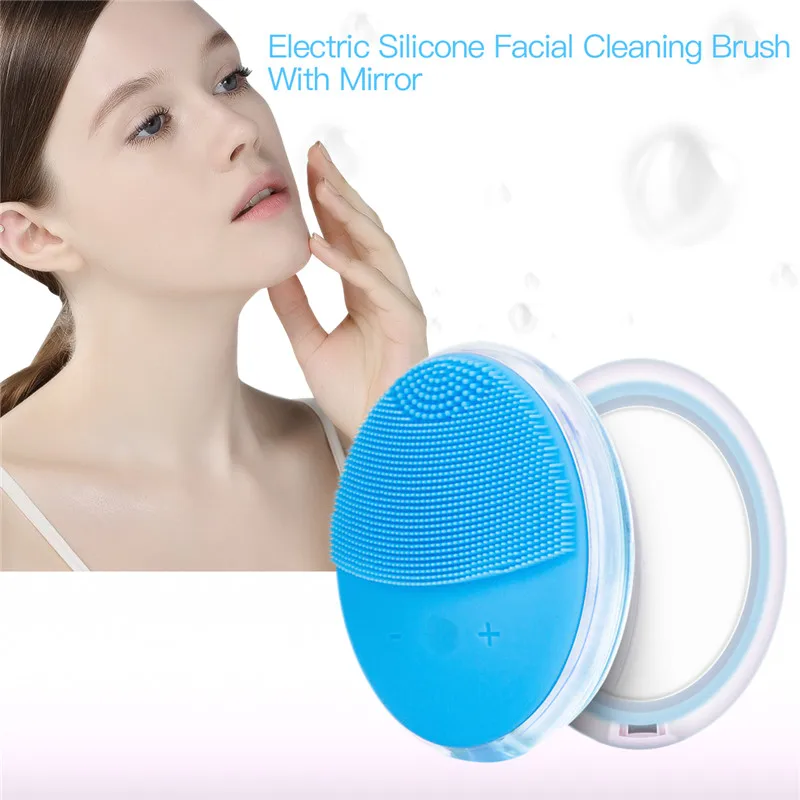 Waterproof USB Facial Pore Cleanser Ultrasonic Facial Cleaner Cleaning Massager Brush Silica Gel