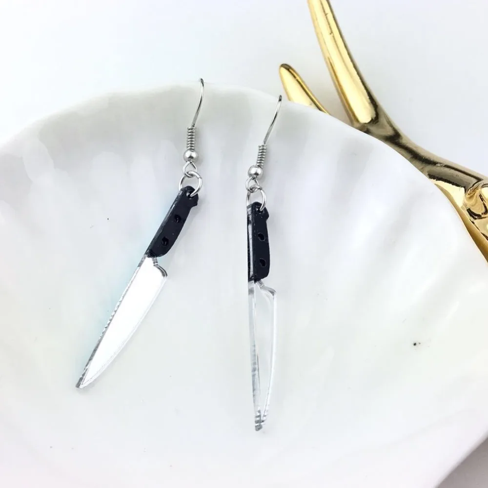 

Trendy Accessory Geometric Punk Fashion Knife Stud Earring Acrylic Exaggerated Funny Hip Hop Women Jewelry Accessaries