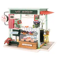 DIY Малый Кукольный дом десерт магазин развивающих собраны модели унисекс кукольный домик детские игрушки, Мебель Миниатюрные ремесла