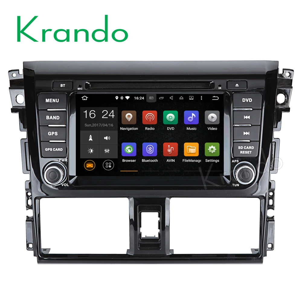 

Krando 7" Android 8.0 car navigation multimedia system for TOYOTA VIOS for YARIS Sedan 2013- 2016 for Third generation radio