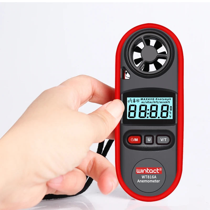 Цифровой анемометр IP67 шкала скорости воздуха 10 ~ 45C C/F измерение температуры 30 м/с