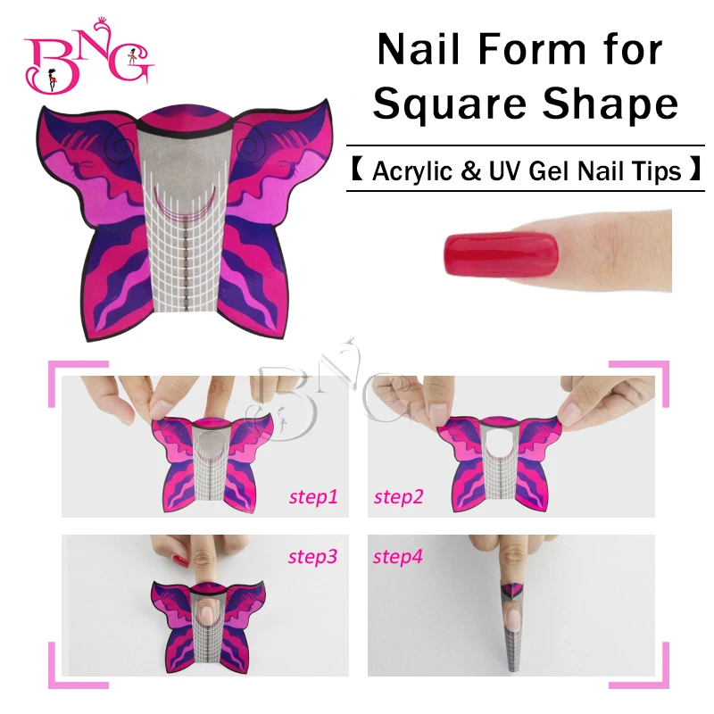 

100pcs Butterfly Nail Art Sculpting Forms Nail Guide Sticker Nail Art Tip Extension Forms for Acrylic UV Gel Nail Supplies Tool