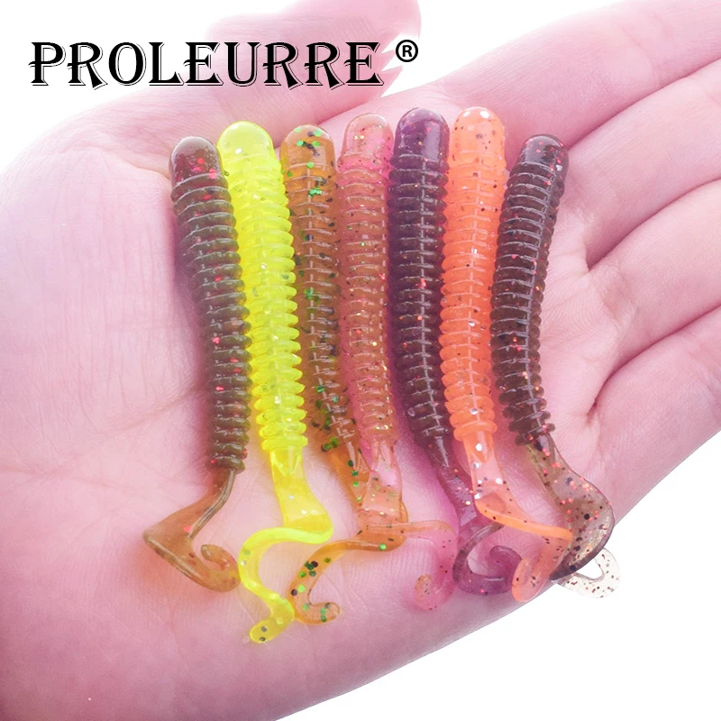 Proleurre 20 unids/lote sal olor de gusanos de señuelo de Pesca Artificial 1,5g Jigging volumen cola gusano de Pesca de cebo Proleurre 20 unids/lote sal olor de gusanos de señuelo de Pesca Artificial 1,5g Jigging volumen cola gusano de Pesca de cebo