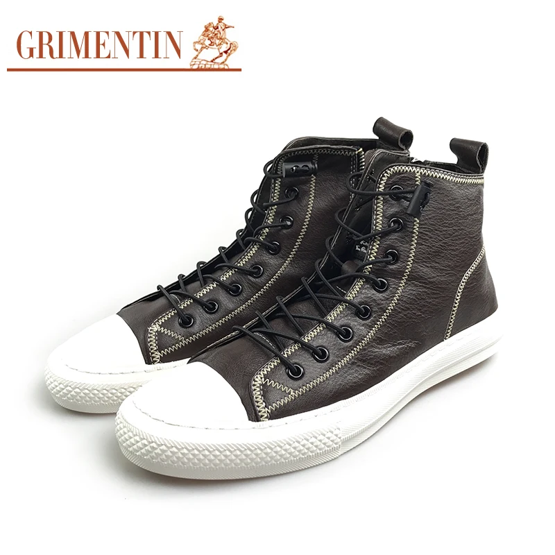 

GRIMENTIN Men Casual Leather Boots High Street Fashion Designer Men Shoes E4