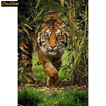 

5D Diy diamond painting cross stitch "Jungle Tiger" Full Square Diamond embroidery Needlework Rhinestone Mosaic Crafts