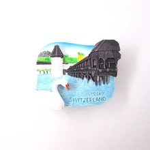 Лучший! Сувенир Магнит На Холодильник Швейцария Часовня Мост 3D Смола Лебедь Магнитная Наклейка