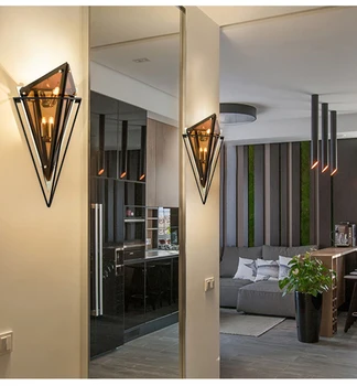 

contracted bedroom berth lamp personality background wall lamps and lanterns of corridor hotel diamond glass wall lamp