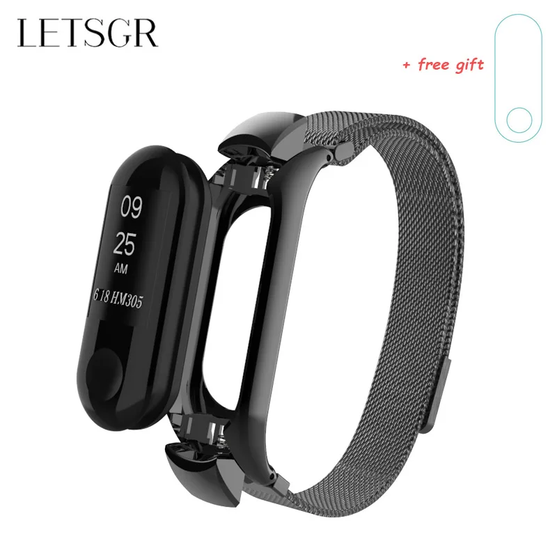 

LETSGR Bracelet Replacement Strap for Xiaomi Mi Band 3 Stainless Steel Milanese Magnet Strap Correa for Xiaomi Band 3 Mi Band 3