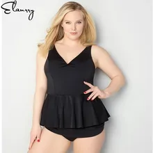 Размера плюс, женский купальник, Одноцветный, 2 шт., высокая талия, танкини, глубокий v-образный вырез, большая грудь, женский купальник, Maillot De Bain Femme