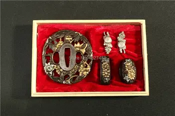 

COPPER HAS FLOWER TSUBA FUCHI KASHIRA SET SAMURAI FITTINGS (without box)