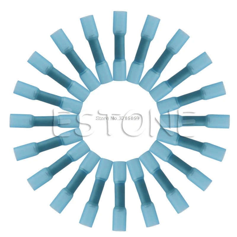 

For Hot 20Pcs Insulated Heat Shrink Butt Wire Electric Crimp Terminal Connector 16-14AWG Promotion