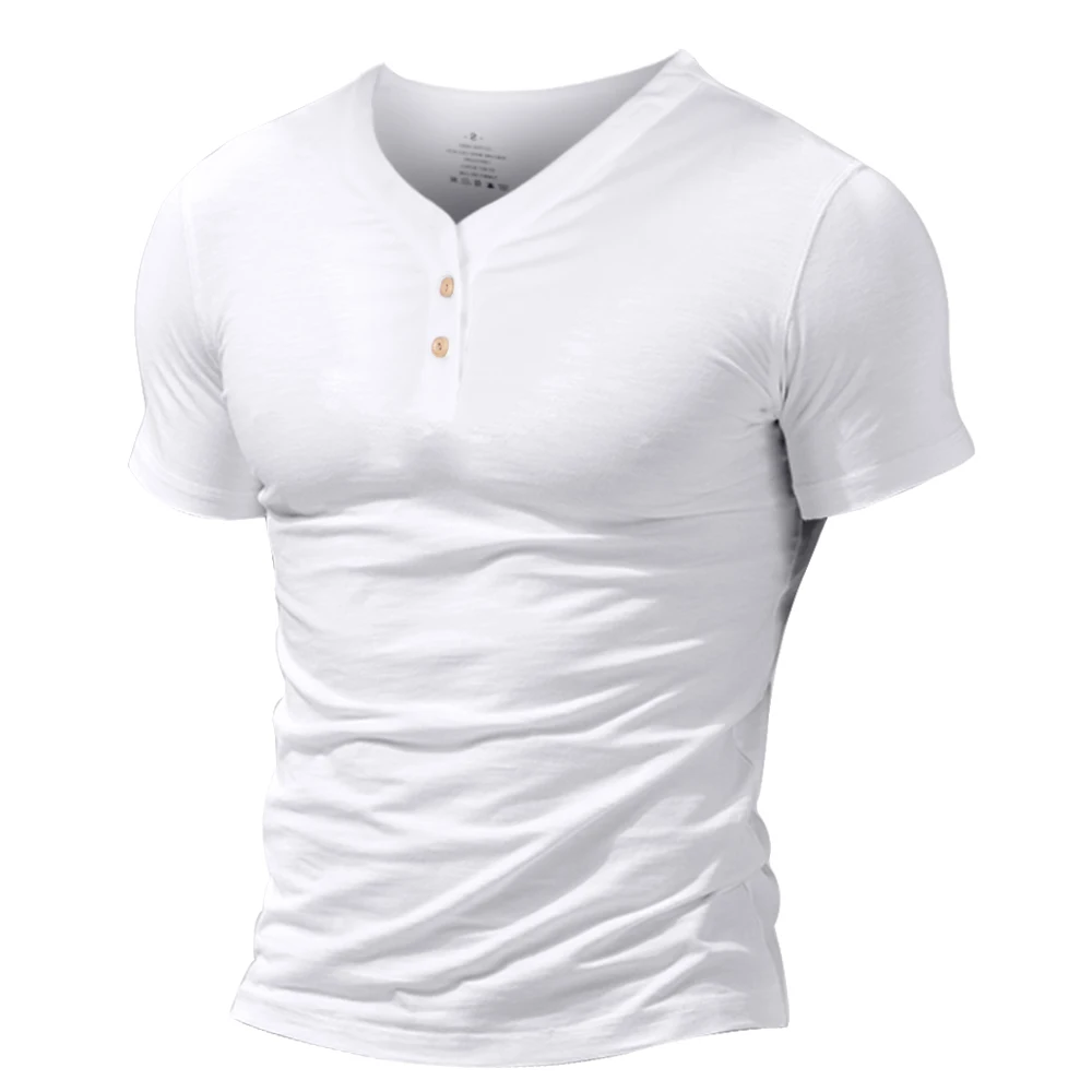 MUSCLE ALIVE Мужская футболка Henleys с коротким рукавом и пуговицами, простая хлопковая Облегающая рубашка с v-образным вырезом, облегающие футболки для бодибилдинга