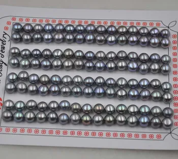 

wholesale 120 pcs (60pairs) 5.5-6mm button gray half drilled loose pearl