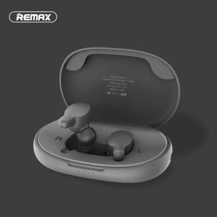 Remax TWS 3 беспроводная гарнитура Bluetooth наушники близнецы с зарядным боксом 2000 мАч