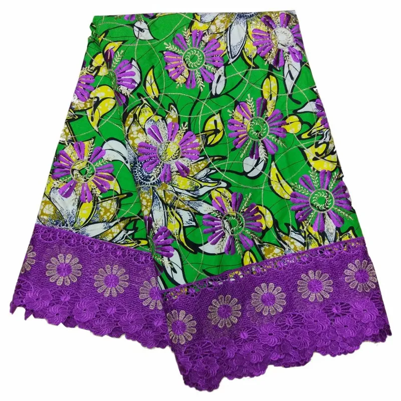 

Beautiful Lace Fabric 2019 Corded Lace Fabric High Quality Green Color With Purple Embroidery Lace For Women 6yds F93-19