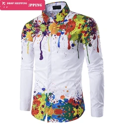 New men fashion clothing casual lapels long sleeve slim fit shirt man personality shirt plus size M-XXXL tops New men fashion clothing casual lapels long sleeve slim fit shirt man personality shirt plus size M-XXXL tops