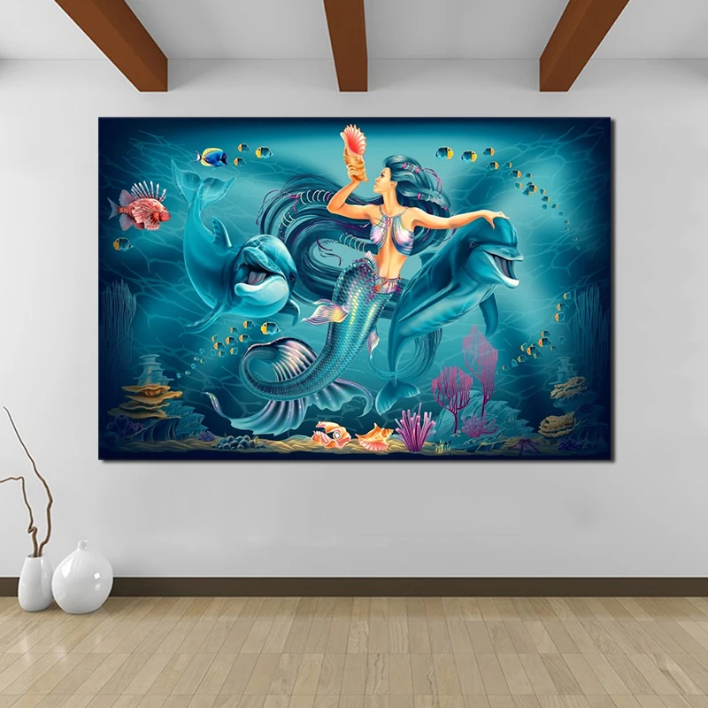

Movie Mermaid Motivational Wall Art Canvas Posters Prints Painting Oil Wall Pictures For Living Room Modern Home Decor Artwork