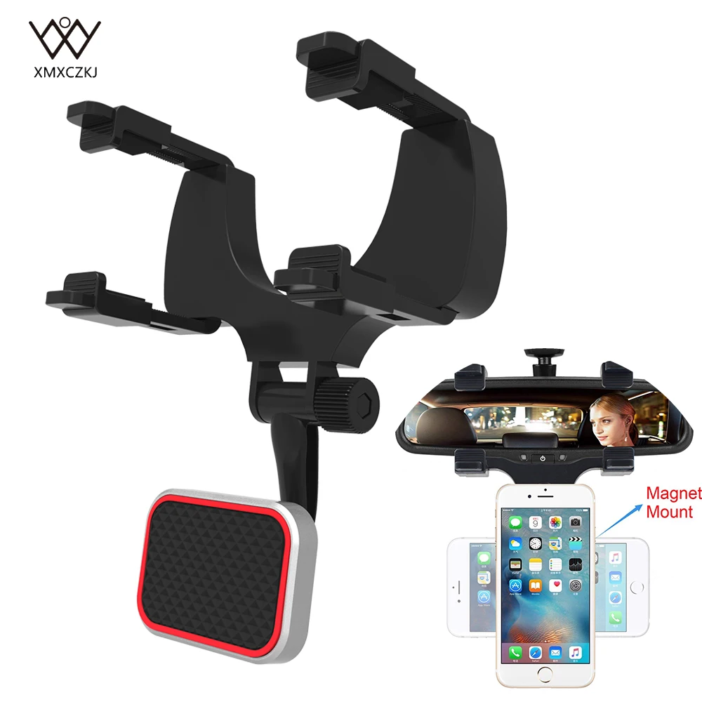 

XMXCZKJ Magnetic Car Rearview Mirror Mount Car Phone Holder Universal Mobile Phone Magnet Holder Stand For iPhone X/8/8Plus/7/6s