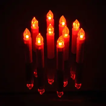 

Set of 10 Remote controlled Simulation LED taper Candle teaLight wax dipped Battery powered 12key controller&Clip RGB Multicolor