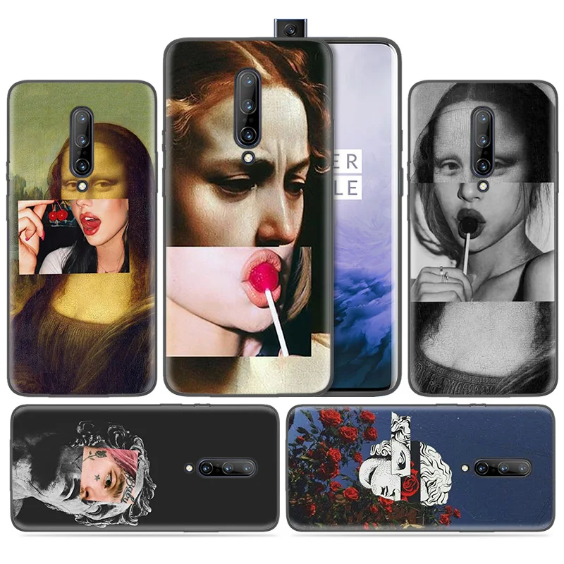 

Silicone Case for Oneplus 1+ 7 Pro 7Pro 6T 6 5G Black Dark Coque Shell Cell Phone Cover Mobile Bags Monalisa Confira Mais Collag