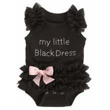 New Baby Black Chiffon Cotton Triangle Romper Infant Summer Climbing Clothes with Pink Bow Newborn Sleeveless Leotard Jumpsuit