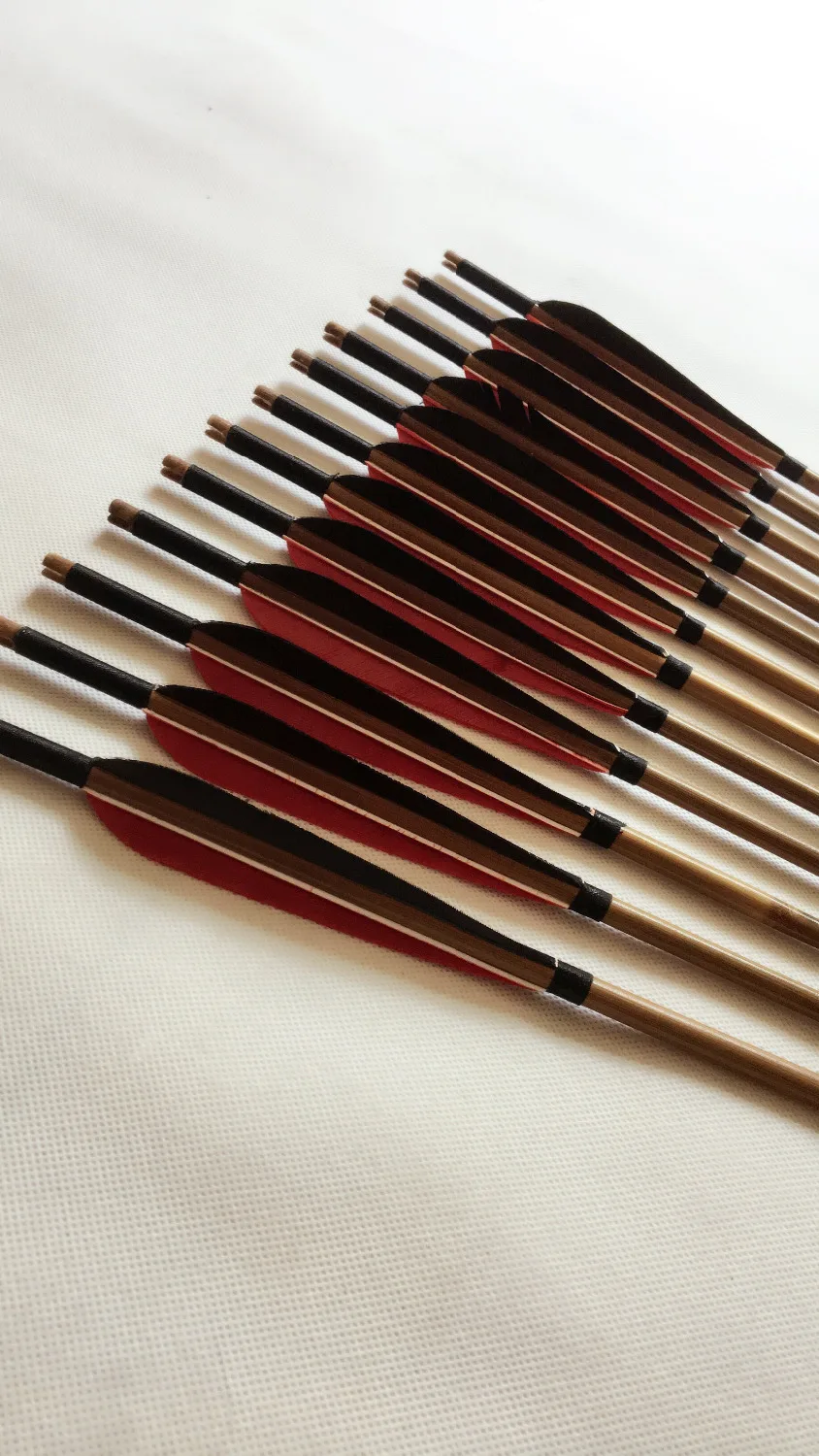 12PK Handmade TRADITIONAL Bamboo Arrows Turkey Feather Nocks For