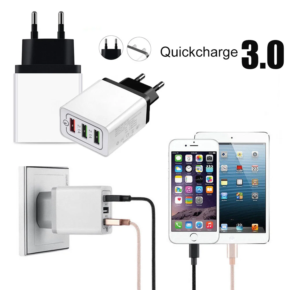 3 порта Быстрая быстрая зарядка головка QC3.0 USB универсальное настенное зарядное