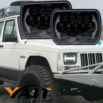 

For Jeep Wrangler YJ Cherokee XJ H6054 H5054 H6054LL 69822 6052 6053 with Angel Eyes DRL 5x7" 6X7" Car styling Square Headlight