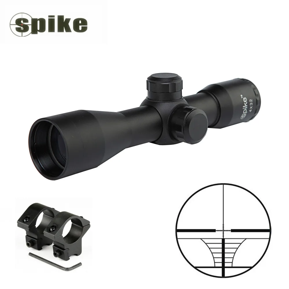 スパイク黒コンパクト戦術的なクロス照準レチクル 4x32 光学ライフルスコープ 11 ミリメートル/20 ミリメートルスコープマウント送料無料