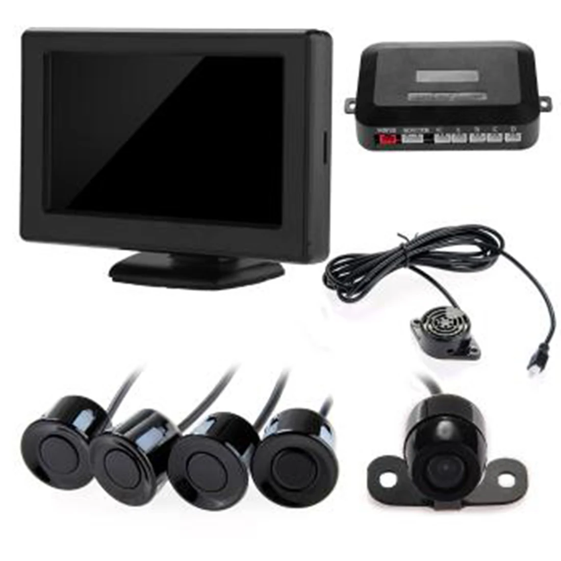 

2016 High Quality Camera + Black Sensors New And Car Vehicle Reverse Parking Kit 4.3" Monitor Dropshipping
