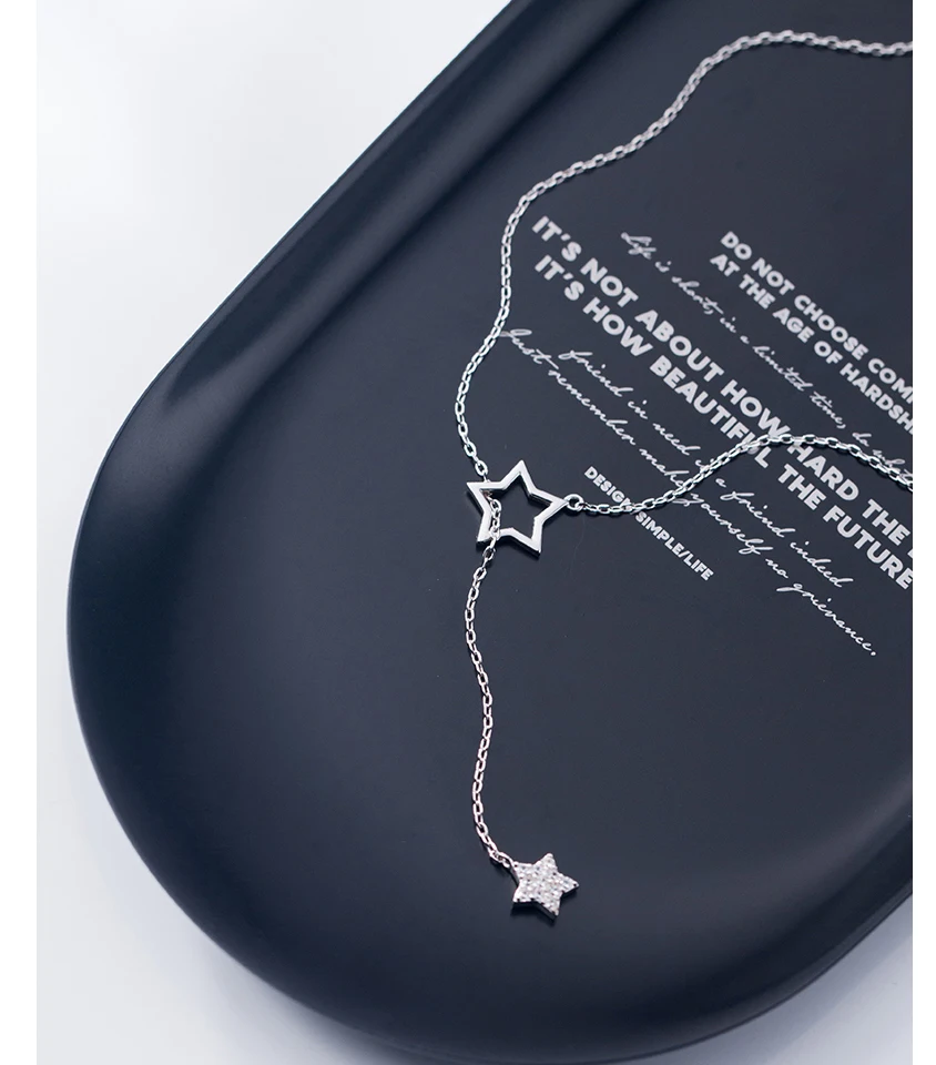 925 Sterling Silver Star Pendant Necklace Cubic Zirconia Micro Paved Fashion Jewely Sex Small Choker Necklaces For Women Girls (1)