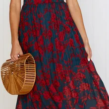 Весна Лето Женский Печатный принт юбка повседневные миди юбки женские Высокая талия плиссированные пляжные юбки в стиле бохо женственные