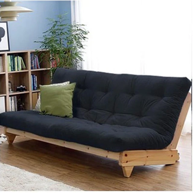 Nórdico sofá cama plegable de madera maciza japonés tela lavable IKEA tipo  Sala haya sofá cama _ - AliExpress Mobile