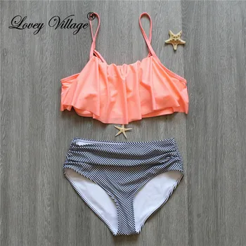 

2017 Bikinis Women Swimwear High Waist Swimsuit Halter Sexy Bikini Set Retro Bathing Suits Plus Size Swimwear XXL