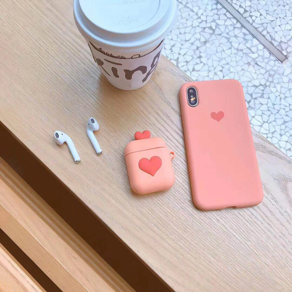Protector Pink love Case silicone protective cover Bag for airpods Apple wireless Bluetooth for apple Airpods Charging Case