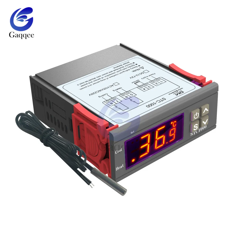 СВЕТОДИОДНЫЙ цифровой Температура регулятор STC-1000 DC 12 V-72 V 24V 220V терморегулятор Термостат для инкубатора W/обогреватель радиатор